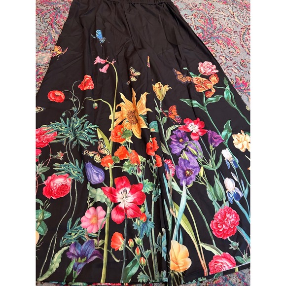 SHEIN Black Floral Butterfly Wide Leg Palazzo Pants Women's XL - Picture 9 of 11